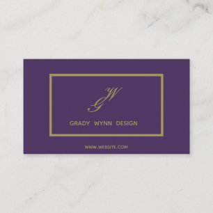 Carte De Visite logo de monogramme d'or pourpre poussiéreux