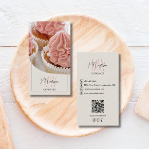 Carte De Visite Logo de monogramme personnalisé Boulangerie QR