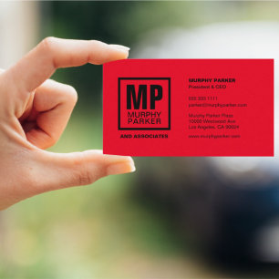 Carte De Visite Logo de Monogramme professionnel Carré noir person