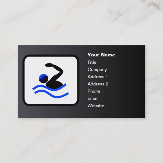 Carte De Visite Logo de nage personnalisable Noir (Devant)