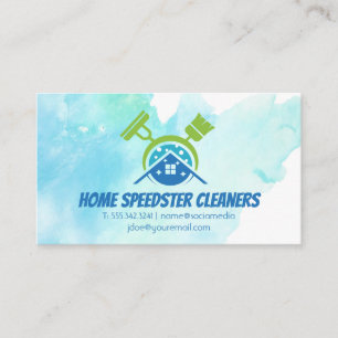 Carte De Visite Logo de nettoyage de la maison Broom Mop   Maids