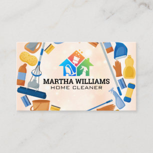 Carte De Visite Logo de nettoyage de la maison   Équipement de net