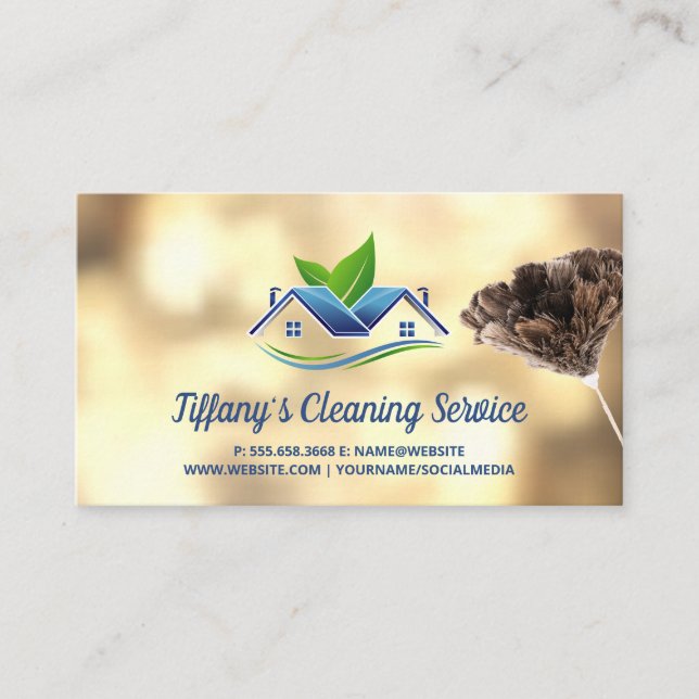 Carte De Visite Logo de nettoyage des domestiques | Duster (Devant)