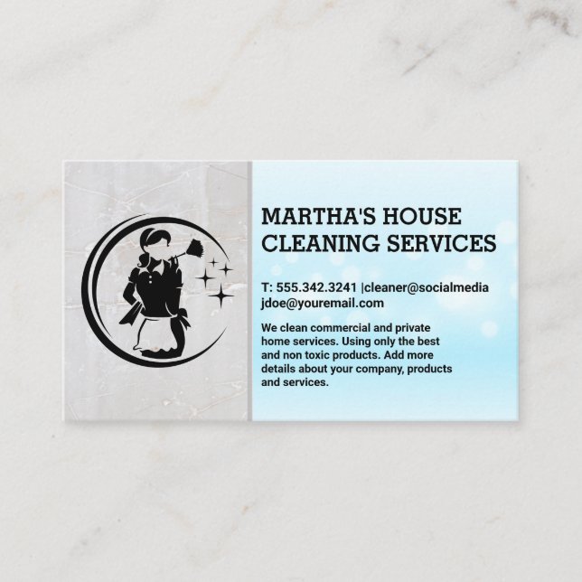 Carte De Visite Logo de nettoyage des domestiques | Services à dom (Devant)