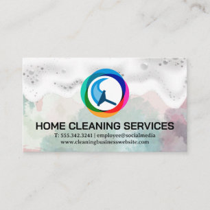 Carte De Visite Logo de nettoyage du service de nettoyage Bulles