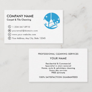 Carte De Visite Logo de nettoyage professionnel de tapis et de car