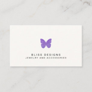 Carte De Visite Logo de papillon d'aquarelle violet simple