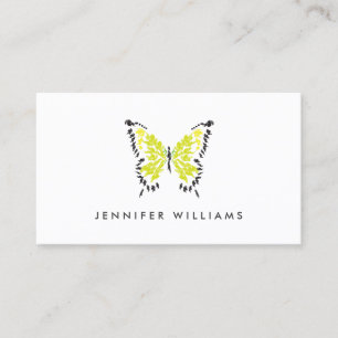 Carte De Visite Logo de papillon peint en jaune sur blanc