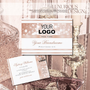Carte De Visite Logo de Parties scintillant Gold Rose blanche luxu