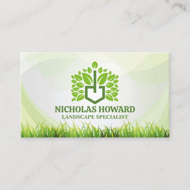 Carte De Visite Logo de paysage moderne | Herbe (Devant)