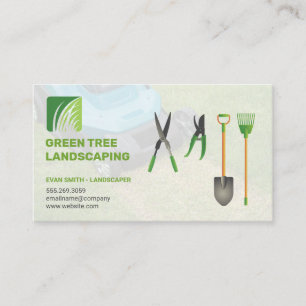 Carte De Visite Logo de paysage   Outils de jardin   tondeuse