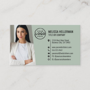 Carte De Visite Logo de photo de code QR vert professionnel