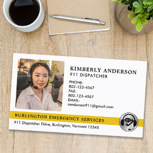 Carte De Visite Logo de photo personnalisé pour dispatcher d'urgen
