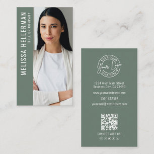 Carte De Visite Logo de photo professionnel Vert Sauge