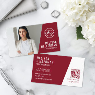 Carte De Visite Logo de photo professionnelle rouge