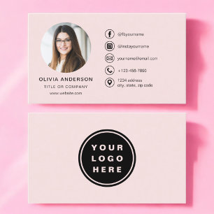 Carte De Visite Logo de photos en rose vif professionnel Médias so