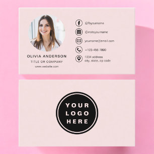 Carte De Visite Logo de photos en rose vif professionnel Médias so