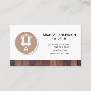 Carte De Visite Logo de pinceau à la maison Découpe en bois
