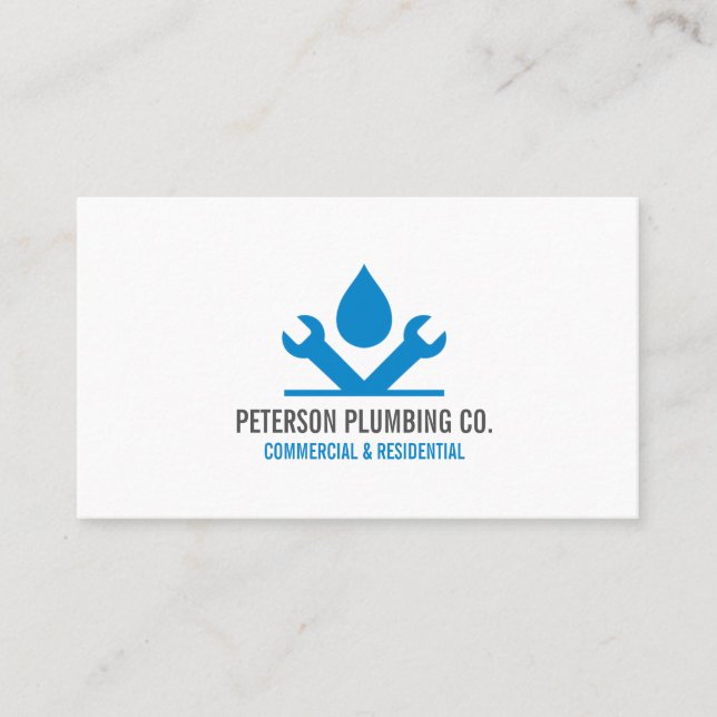 Carte De Visite Logo de plomberie professionnelle avec goutte et o (Devant)