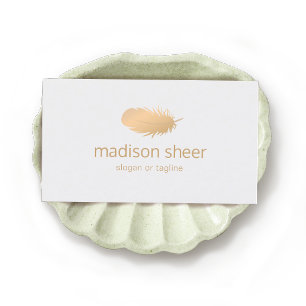 Carte De Visite Logo de plume or Rose souple