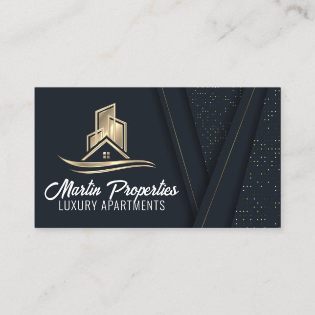 Carte De Visite Logo de propriété Gold | Immobilier (Devant)
