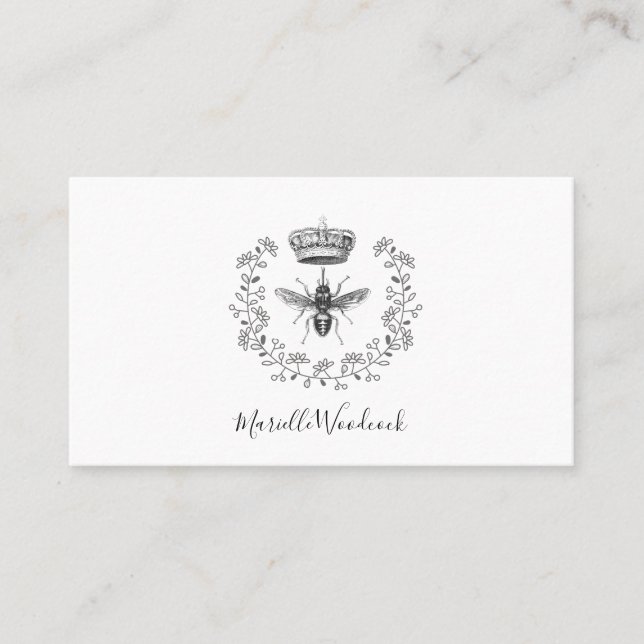 Carte De Visite Logo De Queen Bee Et Crown Laurel (Devant)