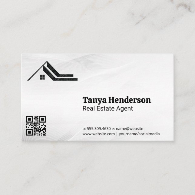 Carte De Visite Logo de Realtor moderne | Code QR (Devant)