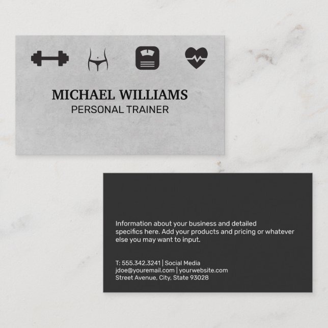 Carte De Visite Logo de remise en forme | Formateur personnel (Devant / Derrière)