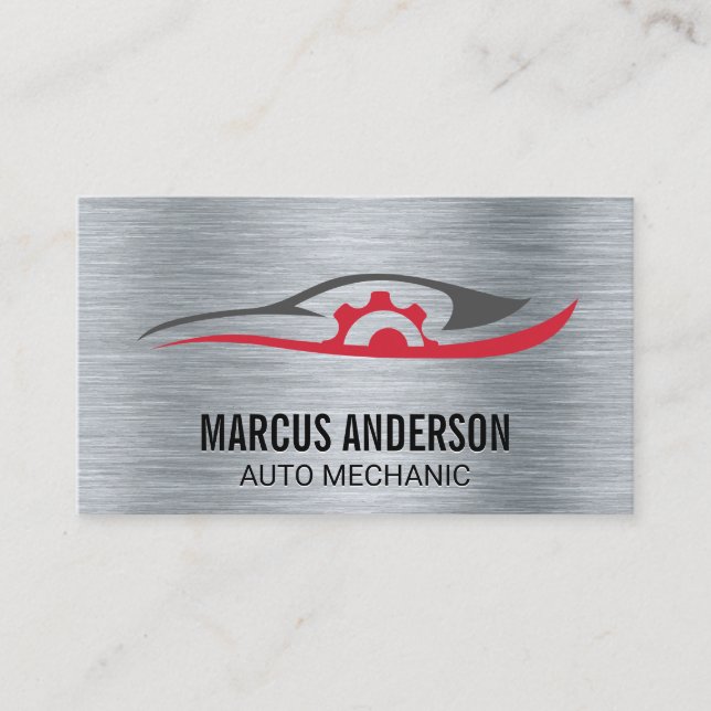 Carte De Visite Logo de réparation automatique | Arrière - plan br (Devant)