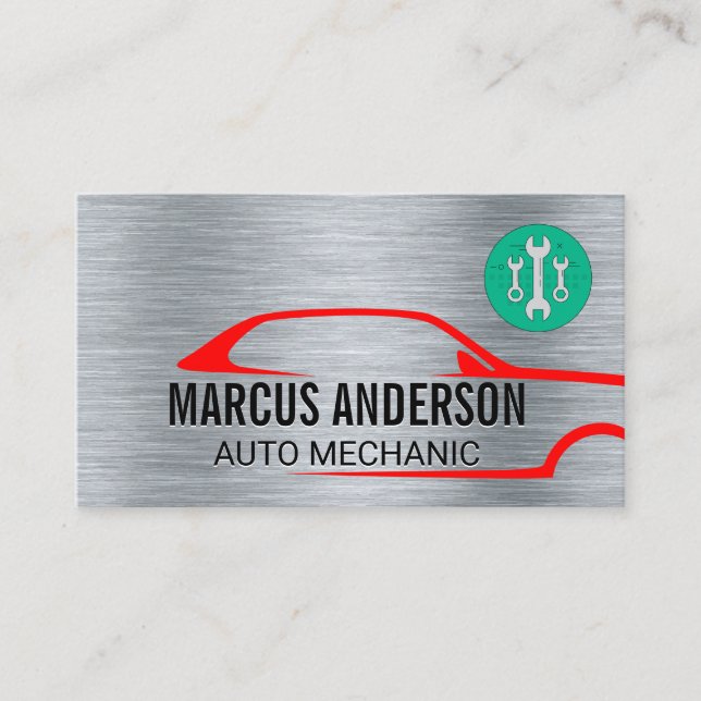 Carte De Visite Logo de réparation automatique | Arrière - plan en (Devant)