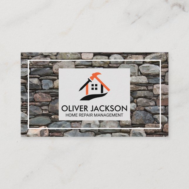 Carte De Visite Logo de réparation de maison | Arrière - plan de m (Devant)