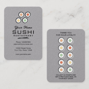 Carte De Visite Logo de restaurant de rouleaux de sushi tampon de