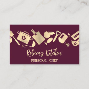 Carte De Visite Logo de restauration du chef personnel QRCode Gold