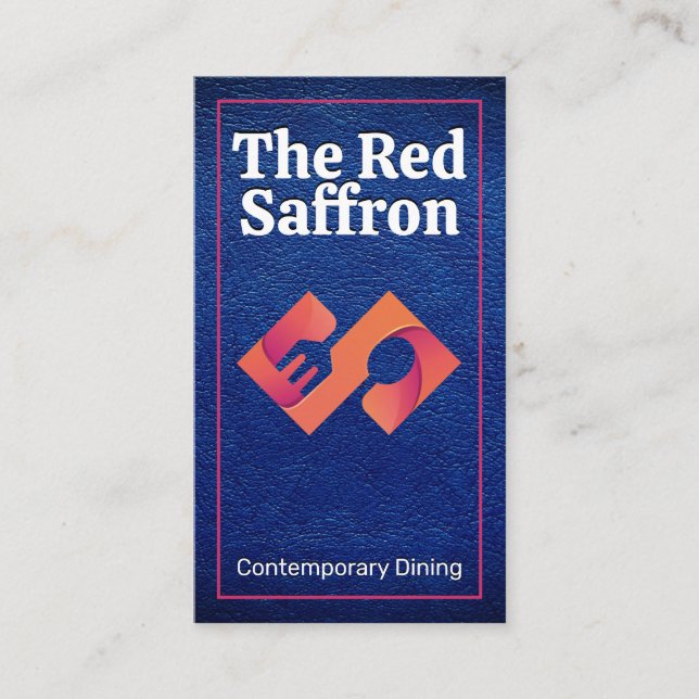 Carte De Visite Logo de restauration moderne | Cuir bleu (Devant)