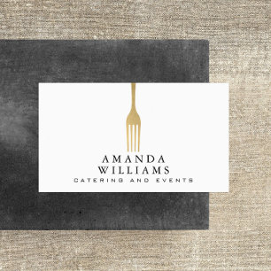 Carte De Visite Logo de restauration moderne Faux Gold Fork