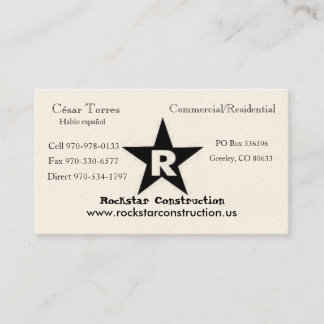 Carte De Visite Logo de ROCKSTAR, construction de Rockstar, Éric