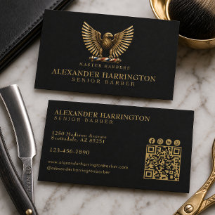 Carte De Visite Logo de salon de coiffure LuxuryGolden Eagle Barbe