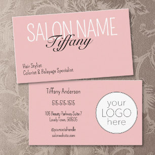 Carte De Visite Logo de salon de style moderne rose poudré
