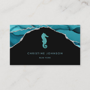 Carte De Visite logo de seahorse bleu