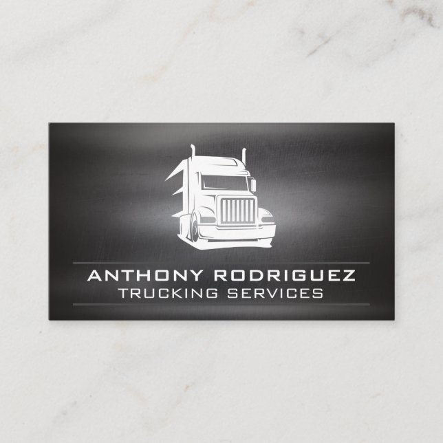 Carte De Visite Logo de semi-camion | Acier écaillé foncé (Devant)