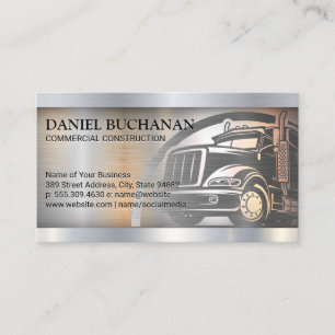 Carte De Visite Logo de semi-camion   Arrière - plan brossé métall