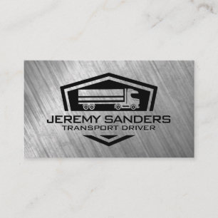 Carte De Visite Logo de semi-camion   Arrière - plan métallique us