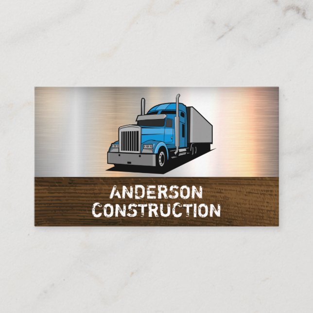 Carte De Visite Logo de semi-camion | Bois métallique (Devant)