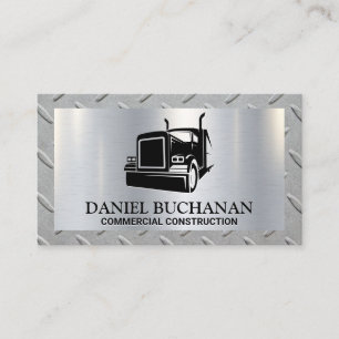 Carte De Visite Logo de semi-camion   Brosse métallique   Bordure 