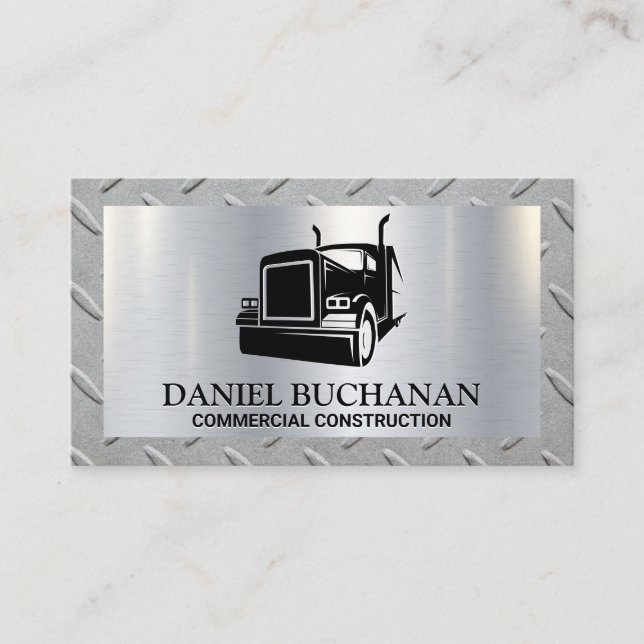 Carte De Visite Logo de semi-camion | Brosse métallique | Bordure  (Devant)