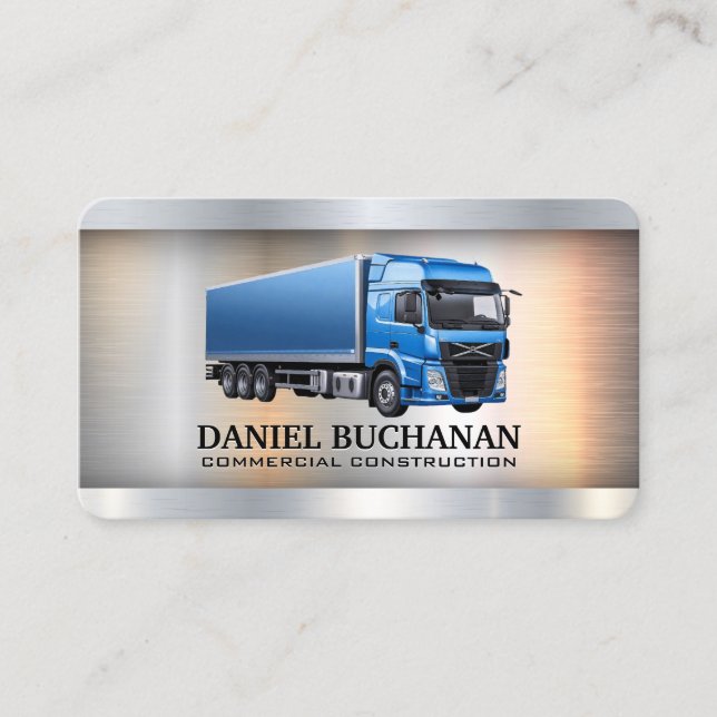 Carte De Visite Logo de semi-camion de transport | Métallurgique (Devant)