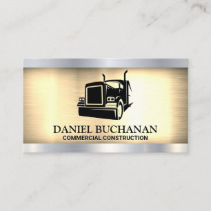 Carte De Visite Logo de semi-camion   Or Argent métallique