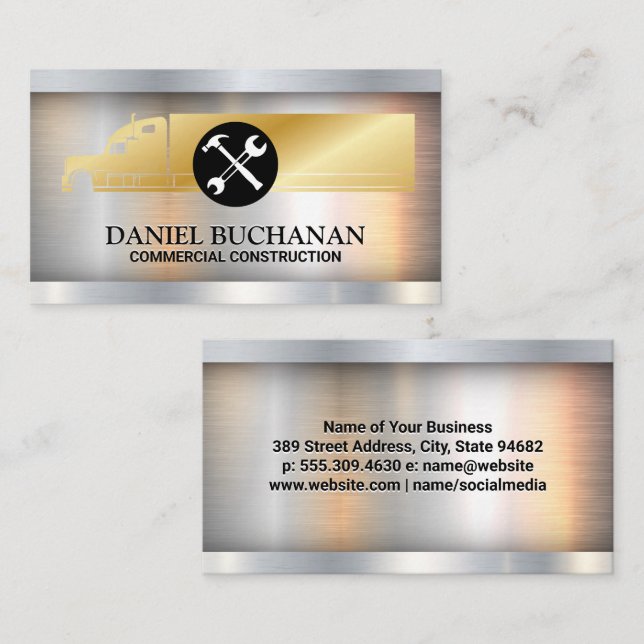 Carte De Visite Logo de semi-camion | Outils de construction (Devant / Derrière)