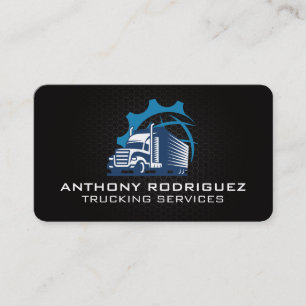 Carte De Visite Logo de semi-remorque bleu Transport