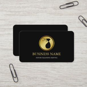 Carte De Visite Logo de service de nettoyage de maison noir modern